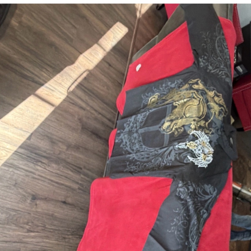 Red and Black Jacket with Gold Embroidery